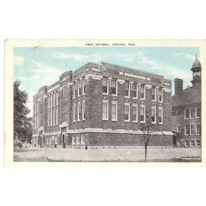 1940s Vintage Postcard High School Chetek Wisconsin