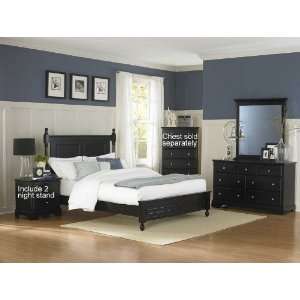   Size Bedroom Set with 2 Night Stand in Black Finish