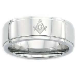   8mm Stainless Steel Masonic Freemason Mason Blue Lodge Ring (Size 10