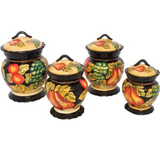   Collection 4 Piece Hand Painted Canister Set 857519859014  