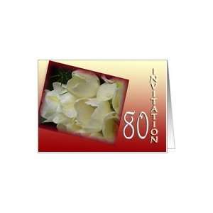  80th Birthday Party Invitation   white tulips Card Toys 