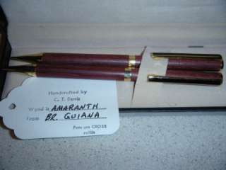 HANDCRAFTED C.T. DAVIS PEN & PENCIL SET AMARANTH WOOD  