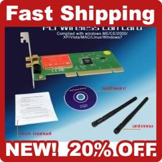 300Mbps 802.11n PCI Wireless LAN Card with Antenna PC  