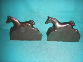 Pair of Cast Metal Brass/Bronze Horse Bookends, Copper Finish  