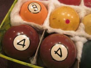 Antique Vintage Clay Snooker Billiard Pool Balls Bakelite Cue Balls 