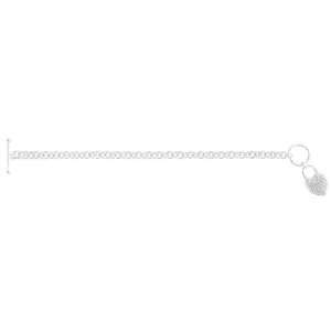 Sterling Silver Anti Tarnish Bracelet w/ CZ embellished heart charm at 