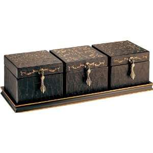    Set of 3 Storage Boxes with Stand   Antique Finish