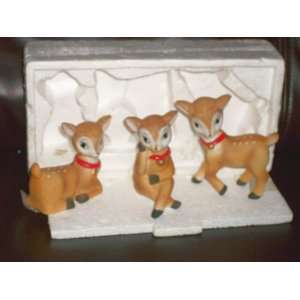 Homco Vintage Porcelain Reindeer Figurines Trio #5606 in 