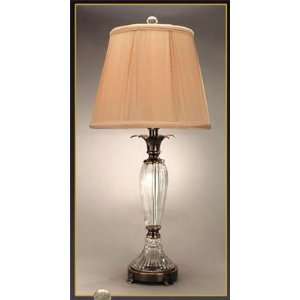  Dark Antique Brass Vase Lamp With Pleated Shade
