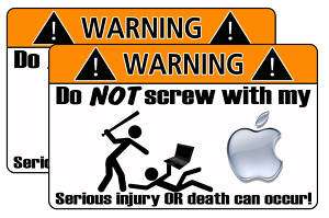Funny Apple warning sticker mac computer laptop decal  