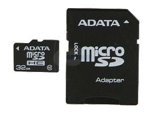 ADATA 32GB Micro SDHC Flash Card with Adapter Model AUSDH32GCL10 RA1