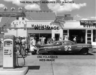 1959 MOBIL GAS AUTO RACING UNSER CAR  PUMP NASCAR PHOTO  
