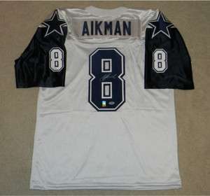 AIKMAN SIGNED AUTOGRAPHED DALLAS COWBOYS THANKSGIVING 2 STAR #8 JERSEY 
