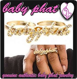Real BABY PHAT Jewelry ICED GOLD DOUBLE BabyPhat RING NWT Genuine 