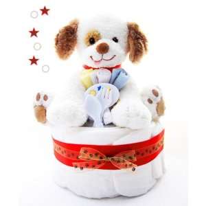 Puppy Paws One Tier Baby Diaper Cake Baby