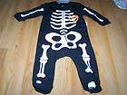 Size 0 3 Months Infant Sleeper Skeleton Bones Glows Halloween Bodysuit 