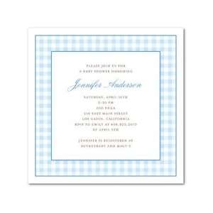  Baby Shower Invitations   Gingham Charm Sea Blue By Fine 