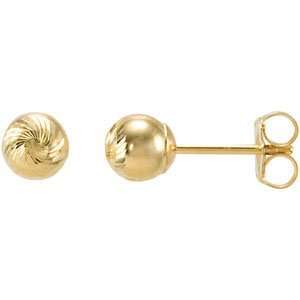  Jewelry Gift 14K Yellow Gold Diamond Cut Faceted Ball Earrings 