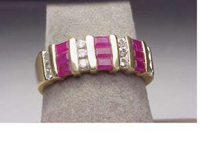 14K Gold Ruby Diamond Band Ring 4.8 Grams  