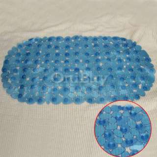  Shipping Non Slip Tub Bath Shower Pebble Style Suction Mat Blue  