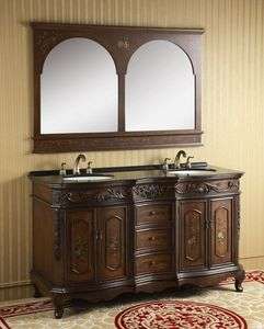 Double Bath Vanity with Granite Top & Mirror # 9060 NF 2pc   60 