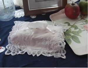 Delicate Handmade Battenburg Cotton tissue box cover Pink  