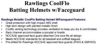 Rawlings CoolFlo Batting Helmets w/Face Guard One Size  
