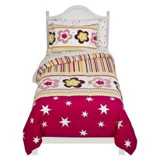   COLORFUL FLOWER RED WHITE POLKA DOT TWIN 5PC COMFORTER BED IN A BAG