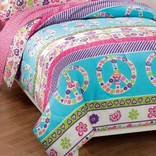 Peace Signs Multicolor Girls Bed in a Bag   Twin  