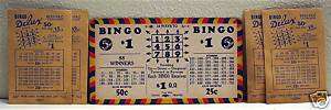 Old Bingo Prize Card with Pull Tab Punch Board Gambling  