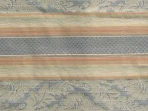 Blue Coral Ivory Stripe Upholstery Fabric BTY  
