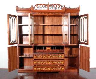   French Mahogany Marquetry Inlaid Bookcase China Cabinet e28  