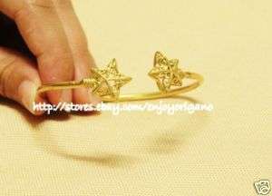 DOUBLE STARS Vintage Jewelry Brass Bangle Bracelet  