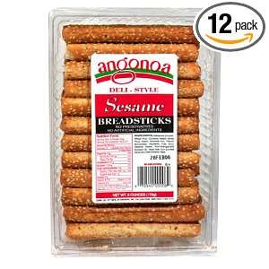 Angonoa Breadsticks, Sesame, 6 Ounce Packages (Pack of 12)  