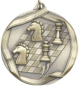 Gold Silver or Bronze Chess Medal w/Ribbon  
