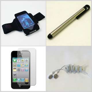 Apple iPhone 4 Blk Suede Gym Armband Touch Screen Pen  