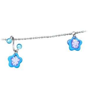  Aqua Floral Twister Flower Belly Chain Jewelry