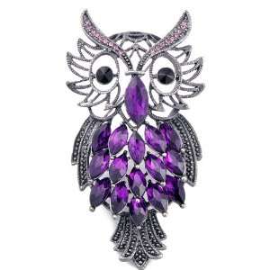   style Amethyst Purple Owl Austrian Crystal Bird Pin Brooch Jewelry