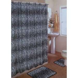  4pcs Bath Rug Set Leopard Black/White Print Bathroom Rug Shower 