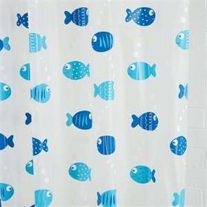  Wiggly Fish Shower Curtain AE282524YWH White/Blue