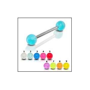  Steel Tongue Barbell with UV Ball Body Jewelry Jewelry