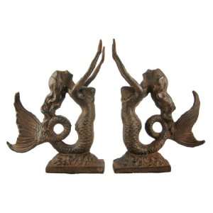  Cast Iron Mermaid Bookends Book Ends Antiqued Finish