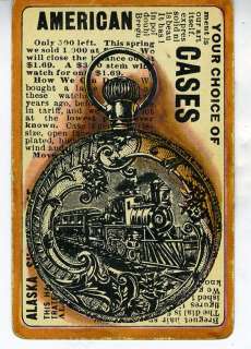1900 Engraved Railroad Pocket Watch Advertising on Playing Card  