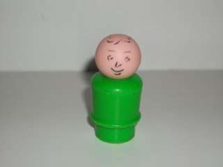Vintage Fisher Price Little People Bald Man Dad Green Body  