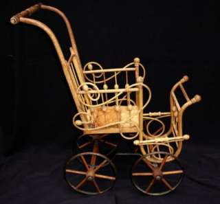   Victorian Heywood Wakefield Wood Stick & Ball Doll Carriage  