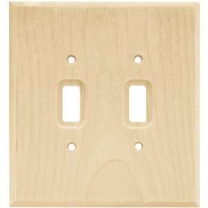 BRAINERD 64656 Wood Square Double Switch Wall Plate, Unfinished Wood