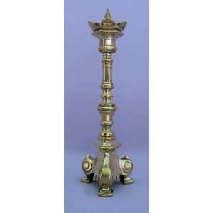  3 Point Base Brass Candle Holder   8 inch