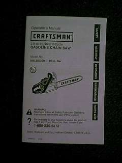 CRAFTSMAN 20 CHAIN SAW 358350200 OWNERS / PARTS MANUAL  