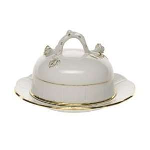  Herend Golden Edge Covered Butter Dish
