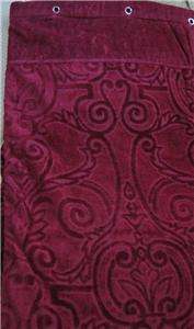FABRIC SHOWER CURTAIN RED MAROON HEAVY THICK COTTON CHENILLE MADE IN 